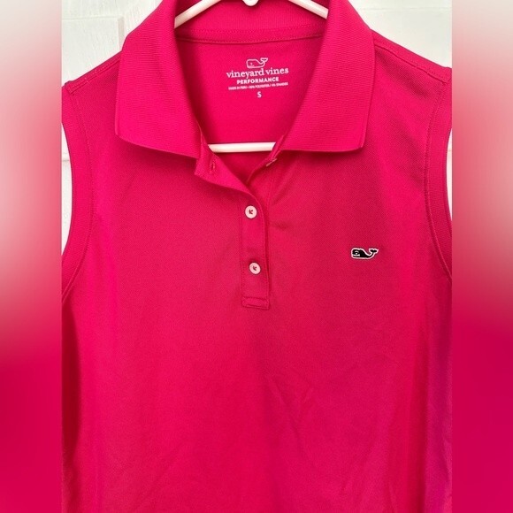 Vineyard Vines Sleeveless Collared Performance Polo Dark Pink Size Small - Picture 2 of 9